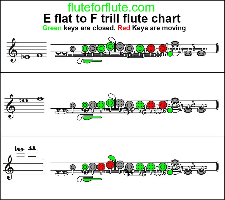 E flat to F natural trill chart for flute