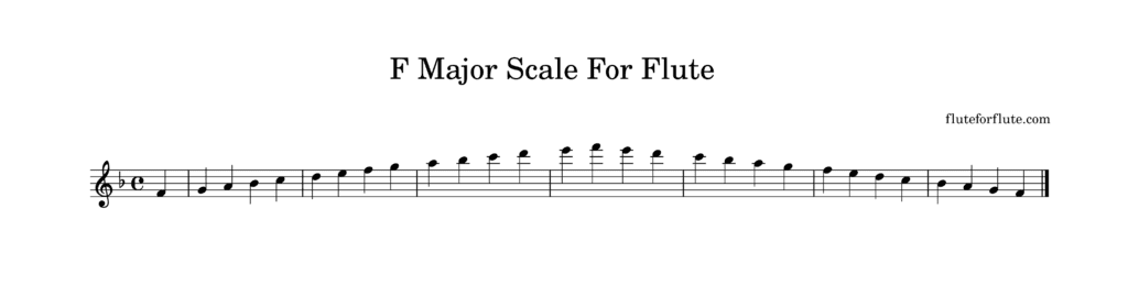 F major scale for flute