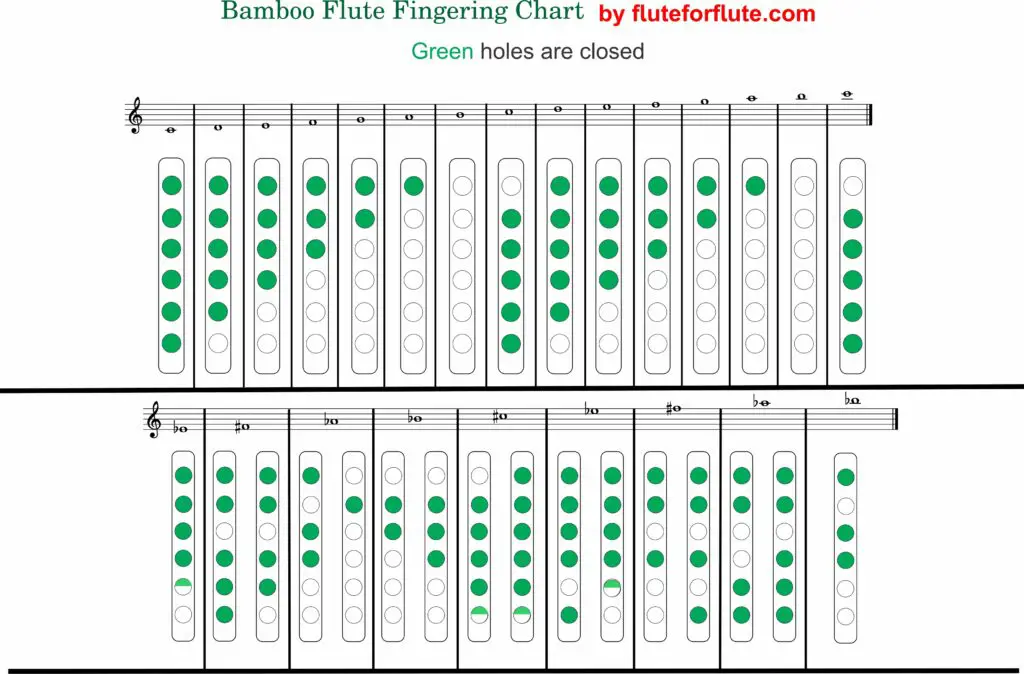 Bamboo flute fingering chart