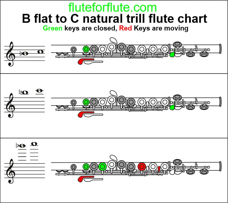 B flat to C trill on flute: Low and High trill fingering