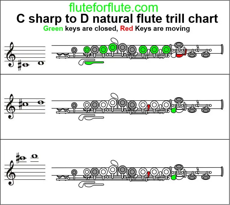C sharp to D trill on flute: Low and High trill fingering
