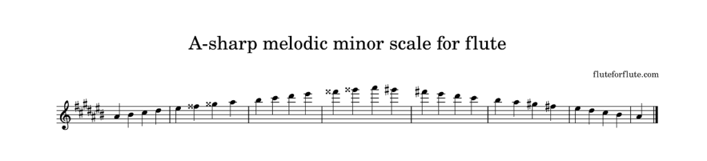 A-sharp (A#)  melodic minor scale on the flute 