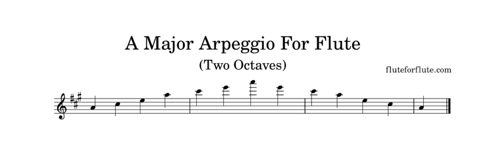 A major arpeggio on the flute