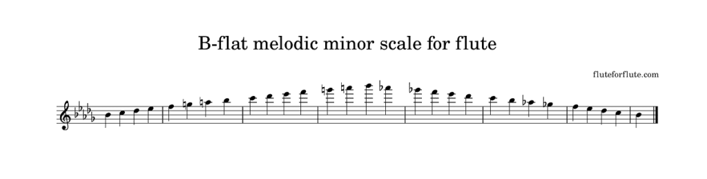B-flat melodic minor scale for flute-1