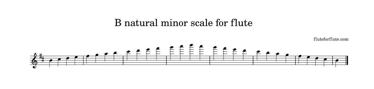 B natural minor scale on the flute