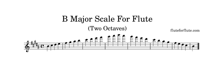 How to play B major scale on flute, notes, fingering chart, and concert tips