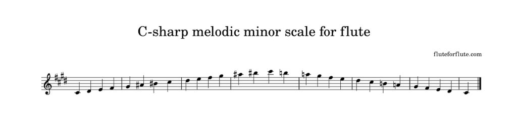 C-sharp melodic minor scale for flute-1