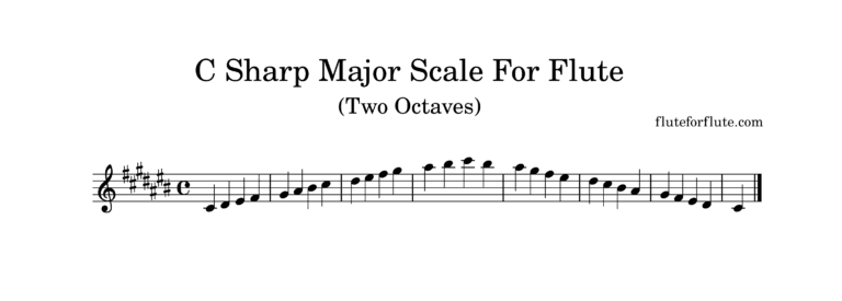 How to play C-sharp (C♯) major scale on flute, notes, fingering chart, and concert tips
