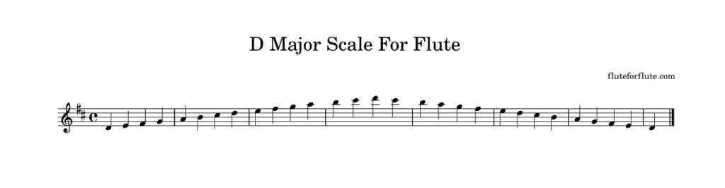 D major scale on flute