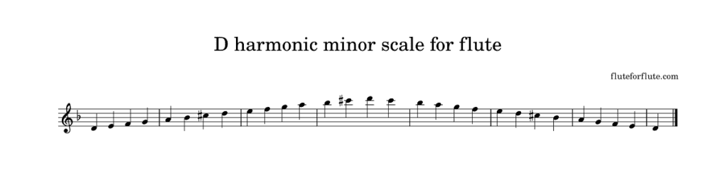 D harmonic minor scale for flute-1