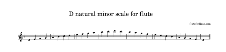 D minor scale on flute: natural, melodic, and harmonic scales with arpeggios
