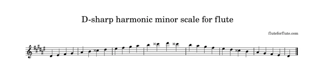 D-sharp (D#) harmonic
 minor scale  on the flute