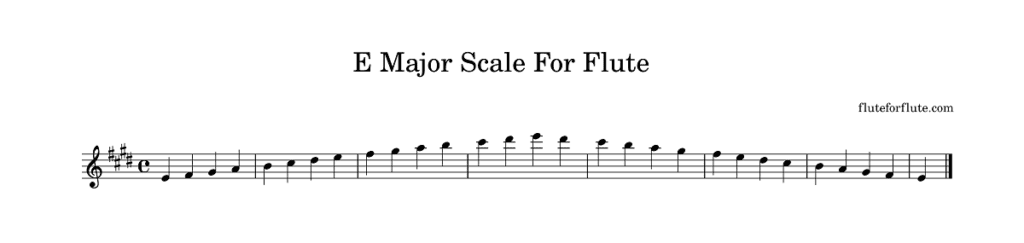 E major scale on flute