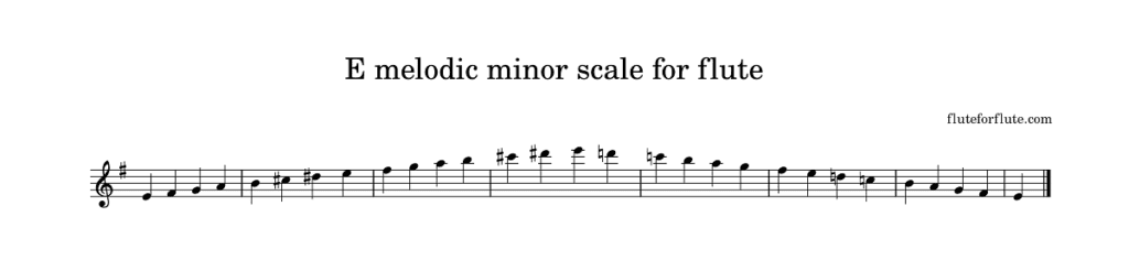 E melodic minor scale on flute (ascending and descending)