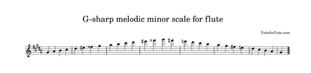 G-sharp (G#) melodic minor scale  on the flute
